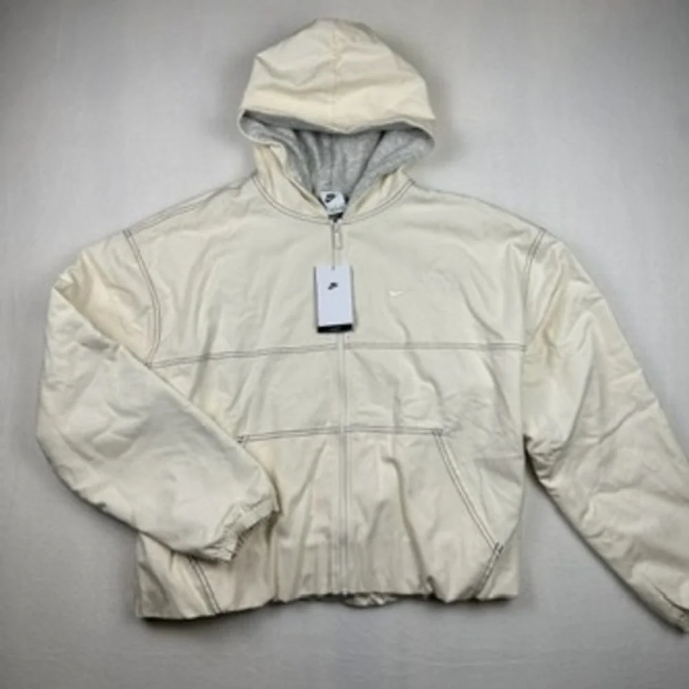 NWT Nike Tracksuit Women L Cream Canvas Jacket Pants Set Sportswear Gorpcore
